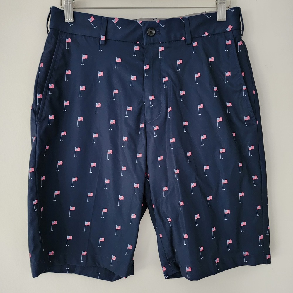 Walter‎ Hagen Mens Navy Blue all over Flag Print Golf Shorts W32 Size 11